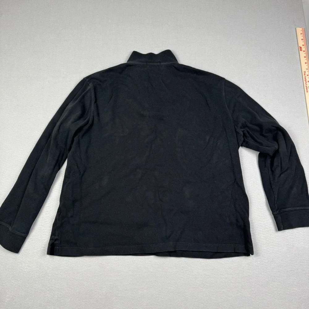 Polo Ralph Lauren Mens XL Estate Rib Quarter Zip Pullover Black Cotton Sweater